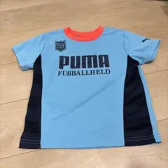 キッズ　120 PUMA フットボールデザイン Tシャツ　水色