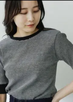 ✨SENSE OF PLACE✨クルーネックボーダーTシャツ 伸縮性 リブ