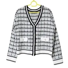 GU ニットジャケット ニット カーディガン チェック柄 M