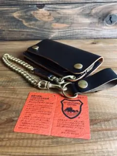 【栃木レザー】ミドルトラッカーウォレットTM01-24 真鍮チェーン付き