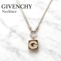 GIVENCHY ジバンシー ネックレス Gロゴ ラインストーン シルバー