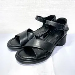 ECCO エコー クロスストラップ サンダル レザー 黒36のサムネイル