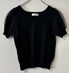 And Couture 半袖ニット ブラック チュール袖のサムネイル
