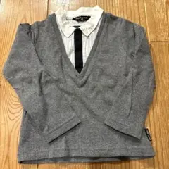 COMME CA ISM グレー Vネックシャツ 90cm