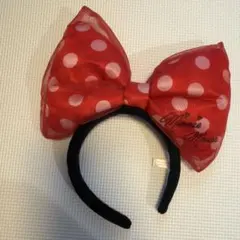 ミニーマウス 赤 水玉 大きいリボンカチューシャ