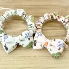 猫の首輪＊シュシュ2点セット☆猫とお庭