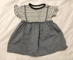 ストライプ柄フリル袖Tシャツ100 ボーダー柄半袖　切り替え
