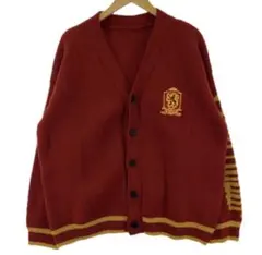 ハリーポッター　グリフィンドール赤いニットカーディガン エンブレム付き