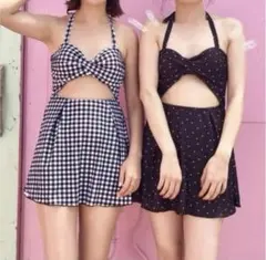 未着用✨who's who Chico バックリボンフレアワンピース ドット水着のサムネイル