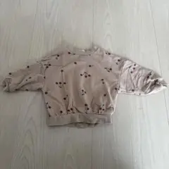 チェリー柄 ベージュ トレーナー 100