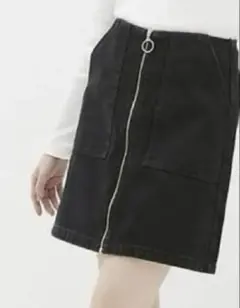 GU黒 ジッパー付き デニムスカート