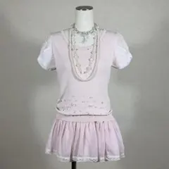 袖リボン 花モチーフ 半袖ニット バレエコア 姫カジ 姫ギャル y2k