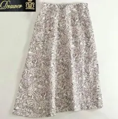 美品 Drawer ドゥロワー スカート リーフプリント アシンメトリー フレアのサムネイル