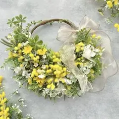 ふわふわミモザのハーフリース/ナチュラル/造花/ミモザインテリア/No.26_1