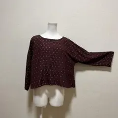着物リメイク（プルオーバー）綿着物　ボルドー