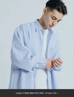 ストライプ長袖シャツ Lサイズ ブルー