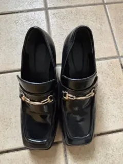 AZUL ブラック ローファー ヒール