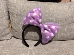ディズニー ミニー カチューシャ リボン 紫 ビッグリボン