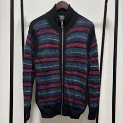ポールスミス マルチカラーストライプニットセーター　ジップアップカーディガン