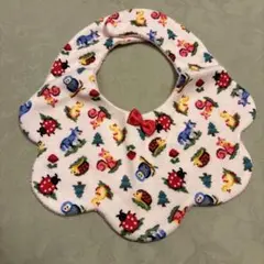 フェイラー動物柄スタイ 赤いリボン付き