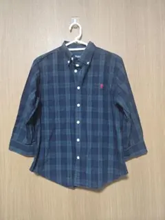 【美品】ジムフレックス 七分袖ボタンダウンシャツ ブラックウォッチ 14