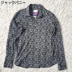 【美品 XL】ジャックバニー ポロシャツ 総柄 花柄 刺繍 ゆったりゴルフ