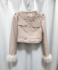 NOMAE ファーノーカラーツィードジャケット ピンク
