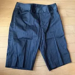コムサモデルズ　ハーフパンツ黒ピンストライプ