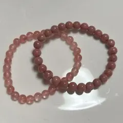 天然石ピンク系ブレスレット2本セット