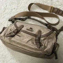 極美品/希少■バーバリーブルーレーベル　ショルダーバッグ　ノバチェック　ロゴ金具