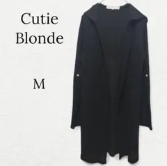 1382【キューティーブロンド】フード付ニットカーディガン ロールアップ 黒 M