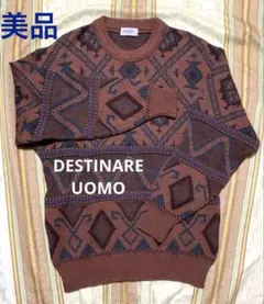 【ヴィンテージ】　古着ニット セーター 総柄 個性的 レトロセーター