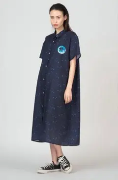 値下げ graniph グラニフ E.T. 夜空柄半袖シャツワンピース