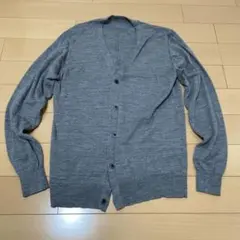 無印良品 洗えるウールハイゲージVネックカーディガン グレー L