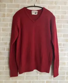 美品 アルパカ100% Ｖネックニットセーター 赤 トップバリュ M