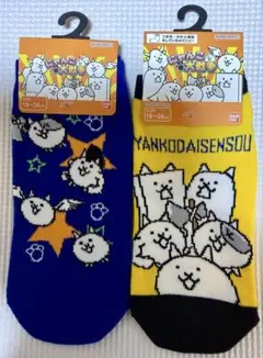 にゃんこ大戦争　子供用靴下　19～24cm　(2組セット)