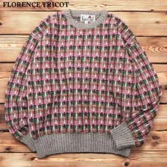 02M732◯ 90s イタリア製 ミックスカラー 編み ニット セーター Lのサムネイル