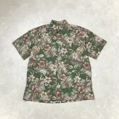 レーヨン100 開襟アロハシャツ 半袖 L〜XL 茶 ボタニカル - メルカリ
