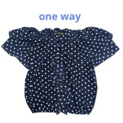 ワンウェイ one way 青 ブルー 水玉模様 オフショルダー チュニック Fのサムネイル