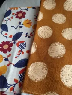 花柄とドット柄の綿生地セット