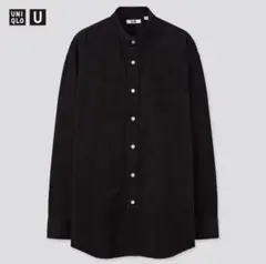 UNIQLO U コーデュロイワイドフィットスタンドカラーシャツ 黒 M