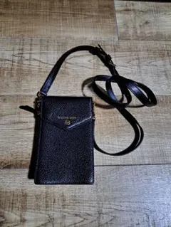 MICHEAL KORS ブラック レザー スマホショルダーバッグ