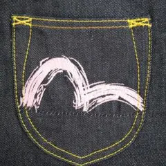 EVISU ピンク刺繍 ストレートジーンズ