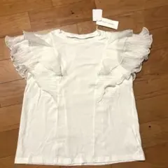 フリル付きホワイトTシャツ M 綿100 フォーマル