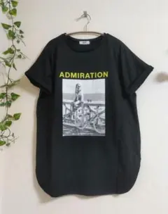 フォトプリント 半袖Tシャツ カットソー ブラック