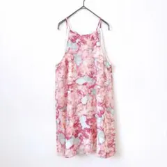 FOREVER21 花柄 キャミワンピース【S】ピンク 背中開き 総柄 ガーリー