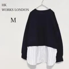 エイチケーワークスロンドン レイヤード 重ね着調ニットシャツ ストライプ柄 薄手のサムネイル
