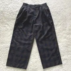 【ドゥロワー】ウールチェックタックワイドパンツ　裏地シルク　40