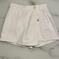 最終　ZARA XS 24 ホワイトショートスカート ゴールドボタン付き