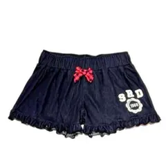 新品！！刺繍ロゴ フリル付き ショートパンツ❤デニム風パンツ❤ギャルパンツ